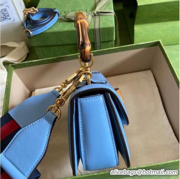 Promotional Gucci Mini top handle bag with Bamboo 686864 Blue