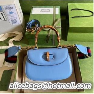 Classic Specials Gucci Small top handle bag with Bamboo 675797 blue