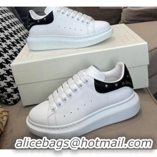 Best Design Alexander Mcqueen White Silky Calfskin Peace-Dove Back Sneakers Black/Silver 111819