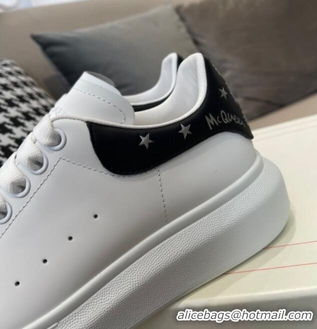 Best Design Alexander Mcqueen White Silky Calfskin Peace-Dove Back Sneakers Black/Silver 111819