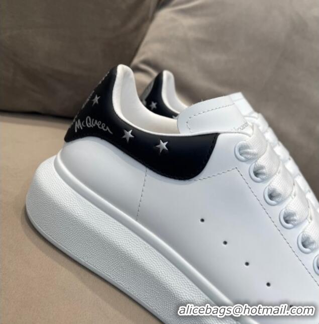 Best Design Alexander Mcqueen White Silky Calfskin Peace-Dove Back Sneakers Black/Silver 111819