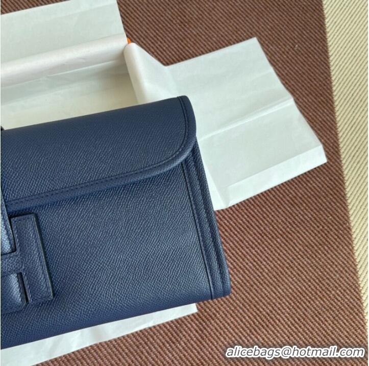 Cheapest Hermes Original Espom Leather Clutch 37088 Sapphire blue