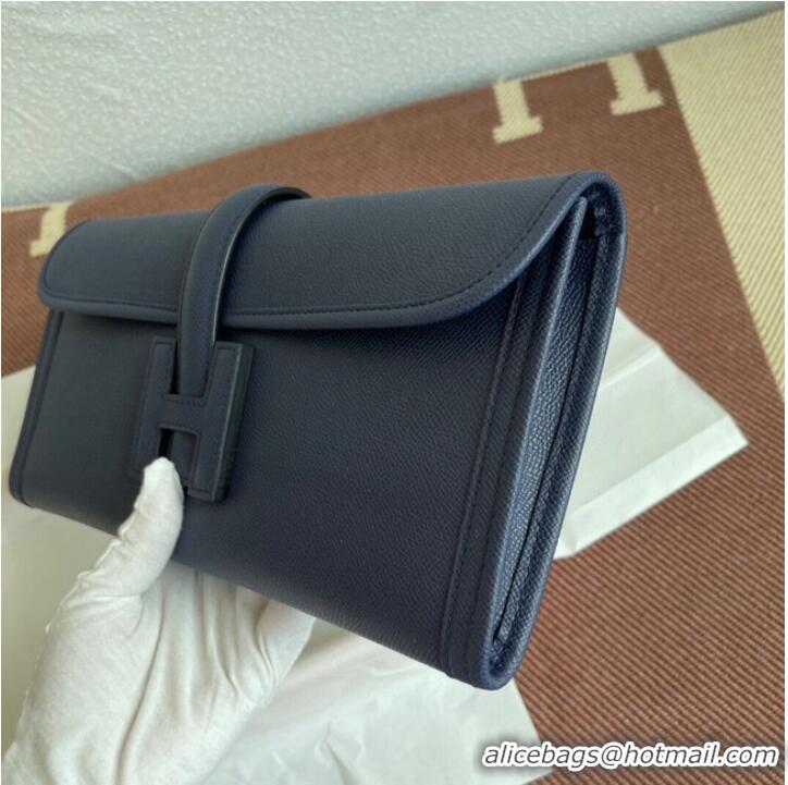 Cheapest Hermes Original Espom Leather Clutch 37088 Sapphire blue