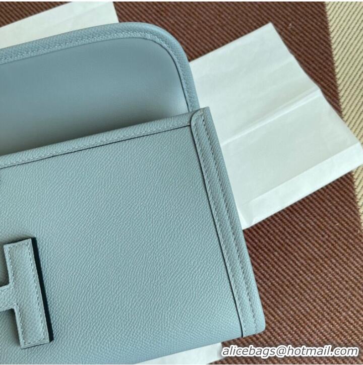 Pretty Style Hermes Original Espom Leather Clutch 37088 light blue