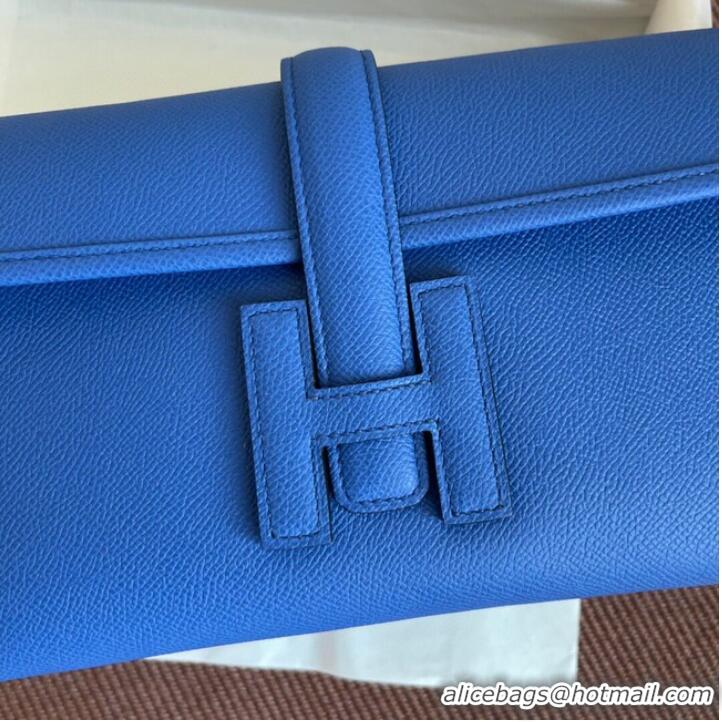 Promotional Hermes Original Espom Leather Clutch 37088 optic blue