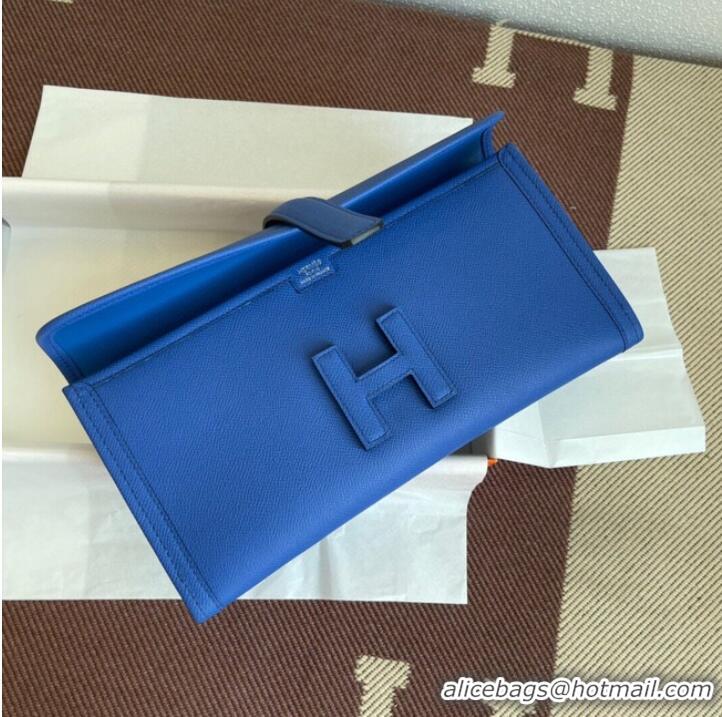 Promotional Hermes Original Espom Leather Clutch 37088 optic blue