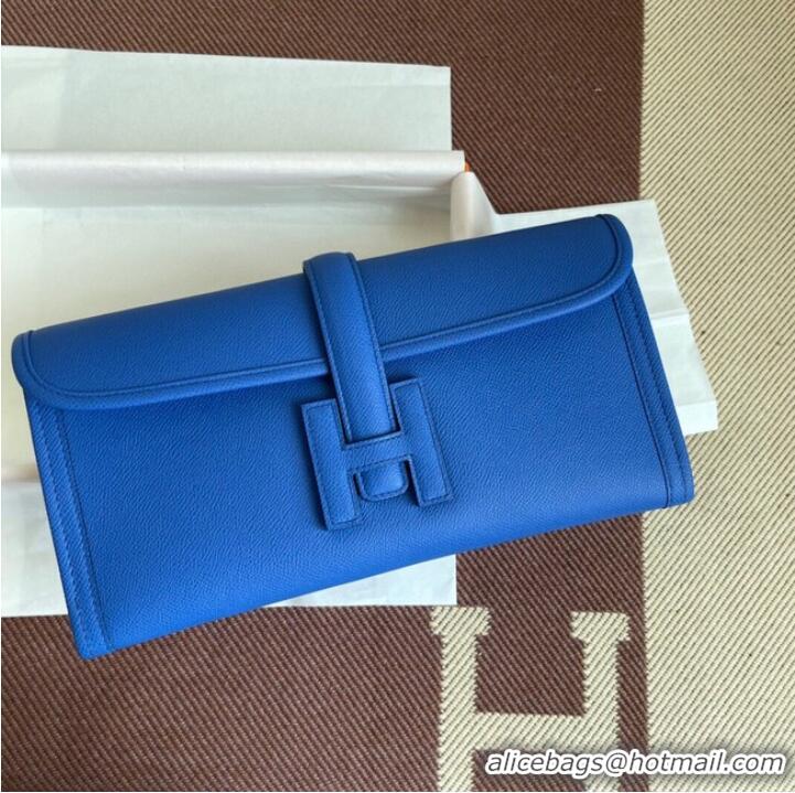 Promotional Hermes Original Espom Leather Clutch 37088 optic blue