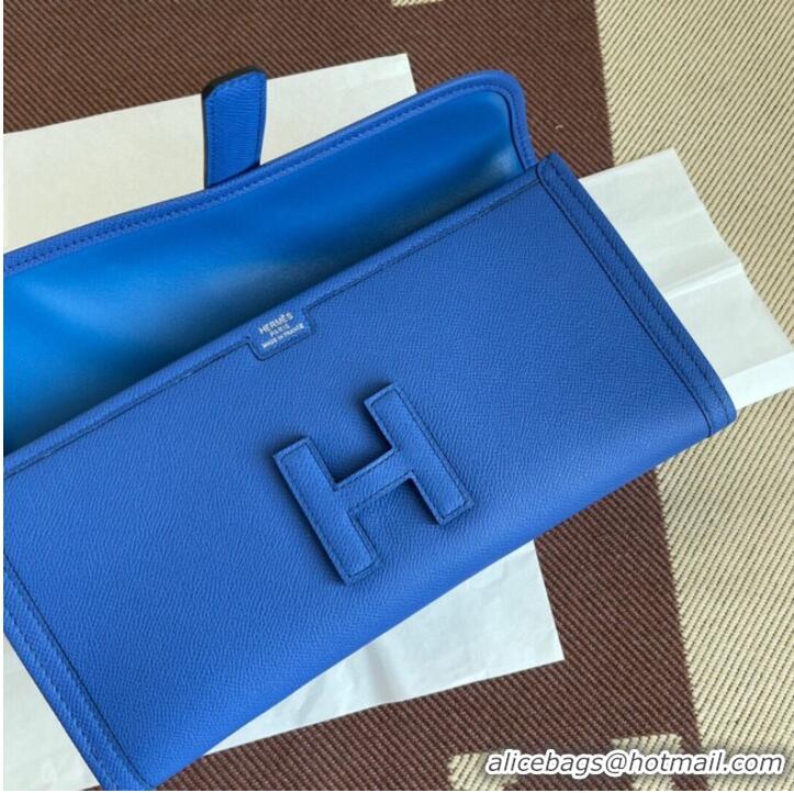 Promotional Hermes Original Espom Leather Clutch 37088 optic blue