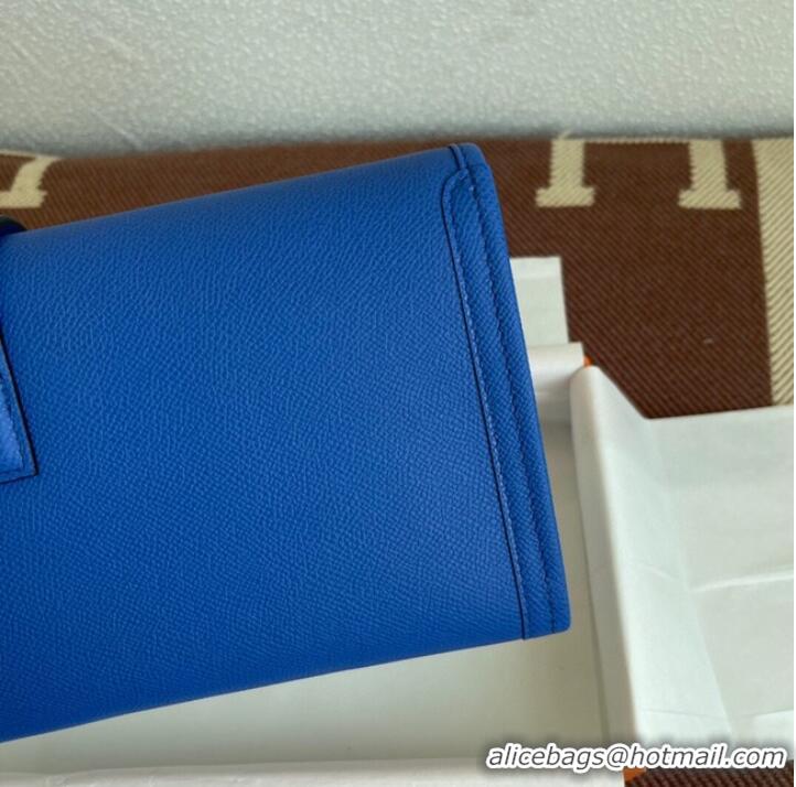 Promotional Hermes Original Espom Leather Clutch 37088 optic blue