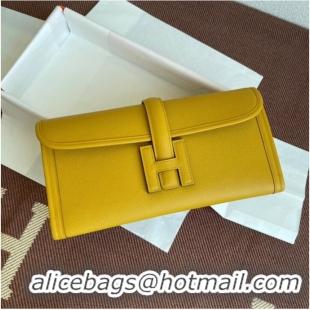 Modern Classic Hermes Original Espom Leather Clutch 37088 yellow