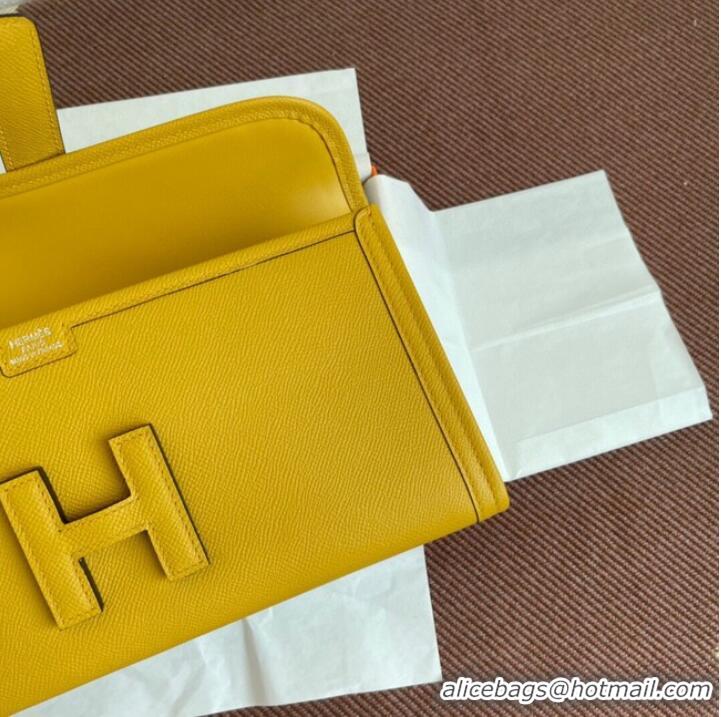 Modern Classic Hermes Original Espom Leather Clutch 37088 yellow