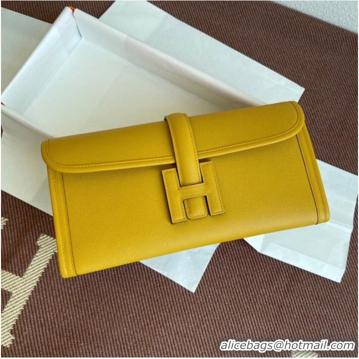 Modern Classic Hermes Original Espom Leather Clutch 37088 yellow