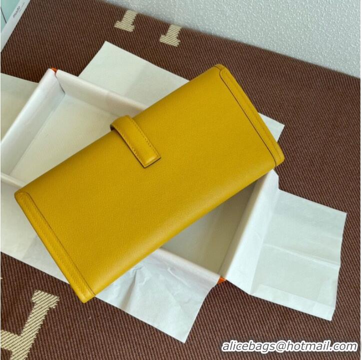 Modern Classic Hermes Original Espom Leather Clutch 37088 yellow