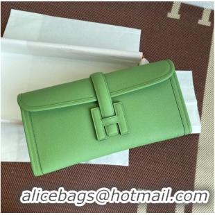 Discount Hermes Original Espom Leather Clutch 37088 light green