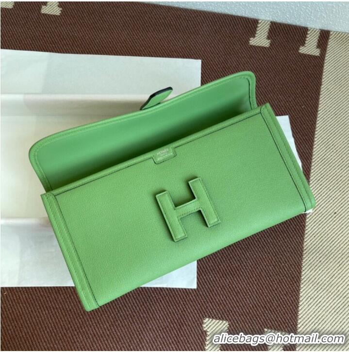 Discount Hermes Original Espom Leather Clutch 37088 light green