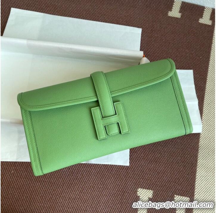 Discount Hermes Original Espom Leather Clutch 37088 light green