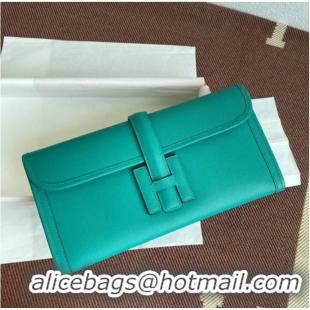 Luxury New Hermes Original Espom Leather Clutch 37088 blue