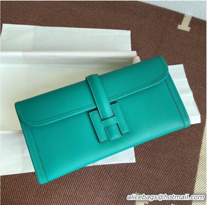 Luxury New Hermes Original Espom Leather Clutch 37088 blue