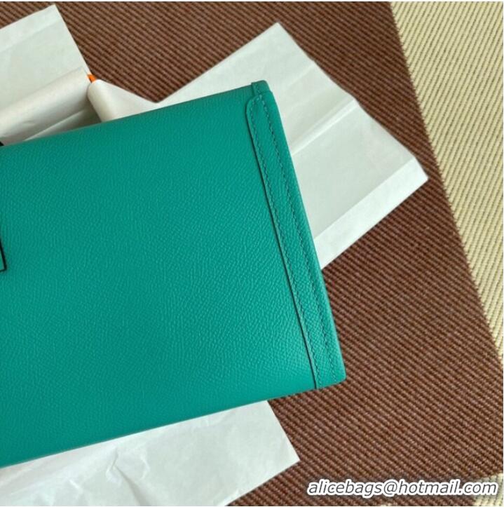 Luxury New Hermes Original Espom Leather Clutch 37088 blue