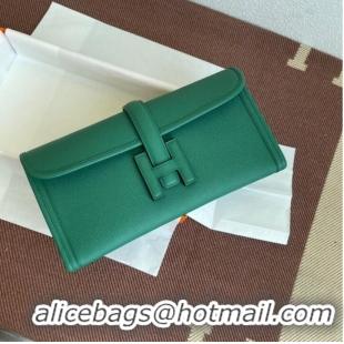 Top Grade Hermes Original Espom Leather Clutch 37088 green