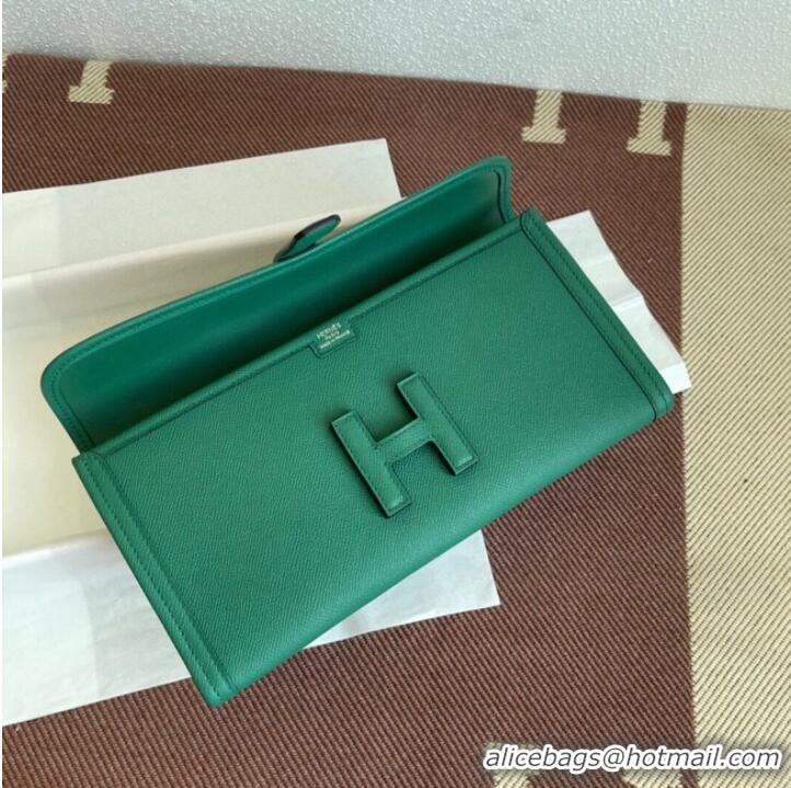 Top Grade Hermes Original Espom Leather Clutch 37088 green