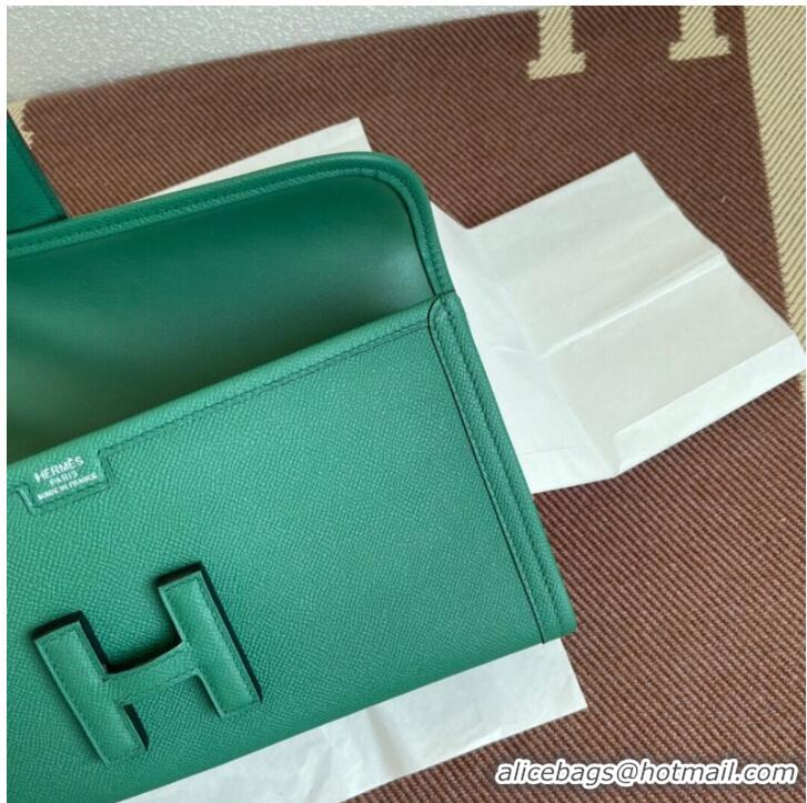 Top Grade Hermes Original Espom Leather Clutch 37088 green