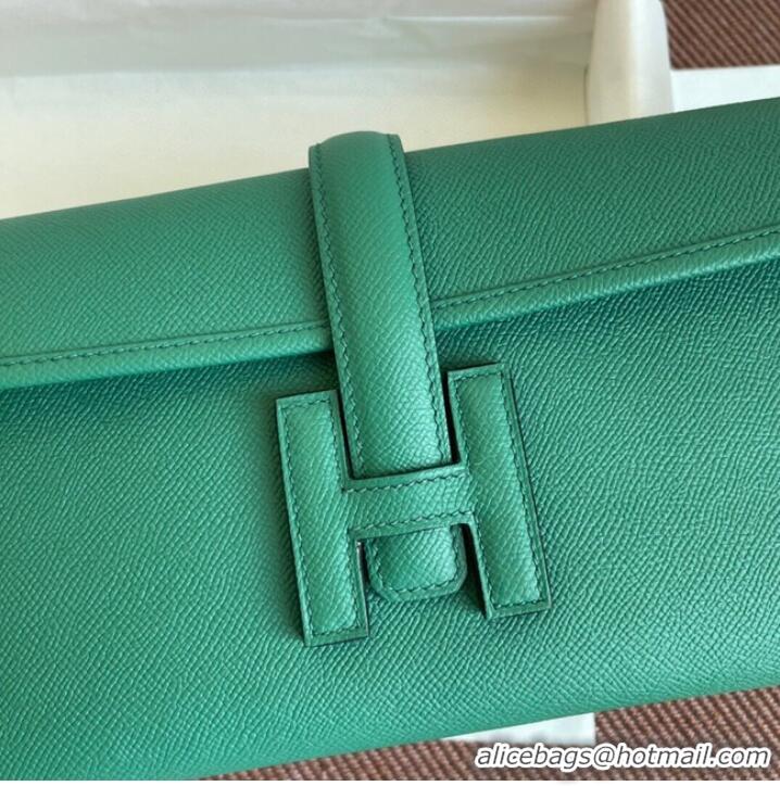 Top Grade Hermes Original Espom Leather Clutch 37088 green