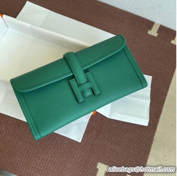 Top Grade Hermes Original Espom Leather Clutch 37088 green