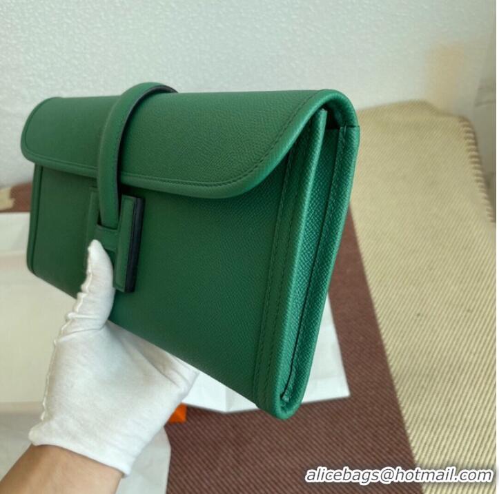 Top Grade Hermes Original Espom Leather Clutch 37088 green