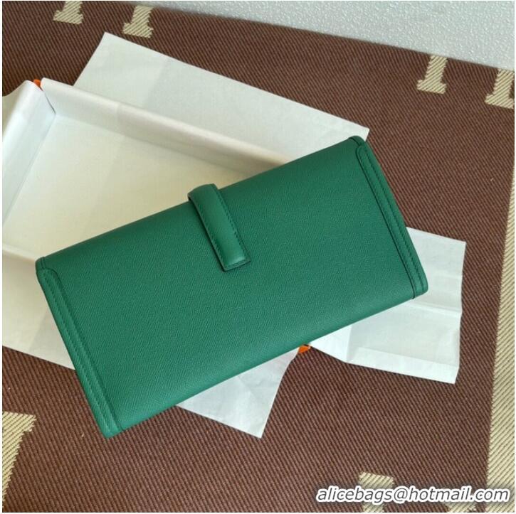 Top Grade Hermes Original Espom Leather Clutch 37088 green