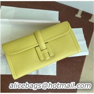 Fashion Grade Hermes Original Espom Leather Clutch 37088 lemon