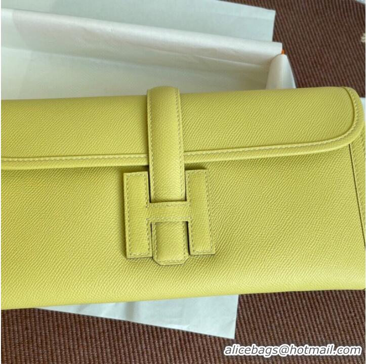 Fashion Grade Hermes Original Espom Leather Clutch 37088 lemon