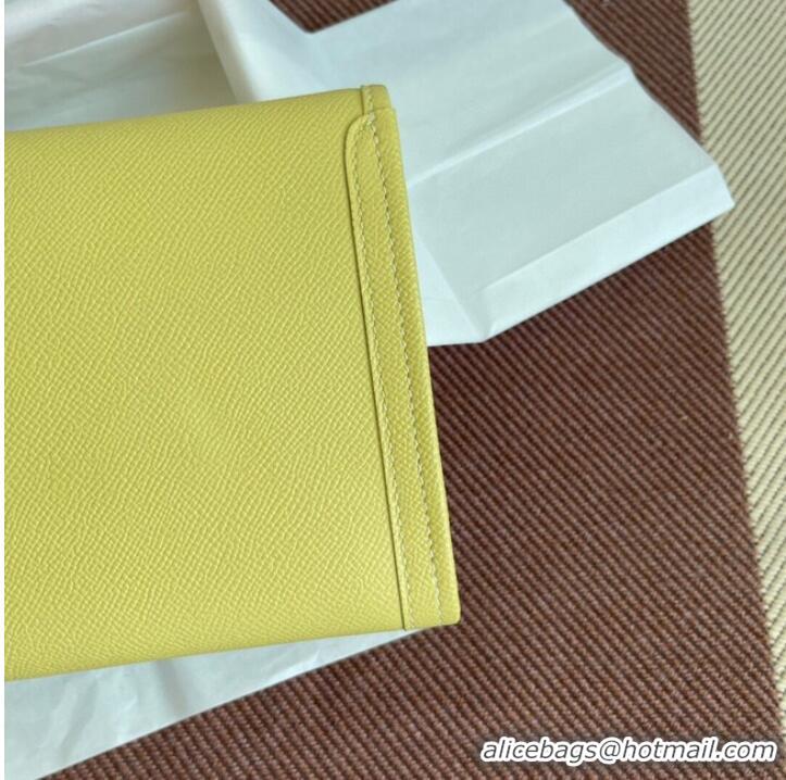 Fashion Grade Hermes Original Espom Leather Clutch 37088 lemon