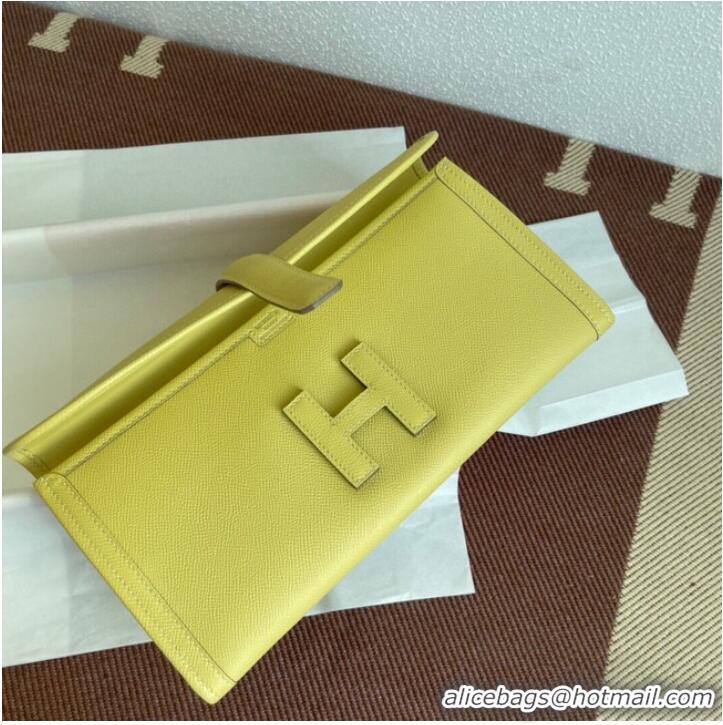 Fashion Grade Hermes Original Espom Leather Clutch 37088 lemon