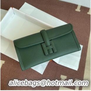 Buy Fashionable Hermes Original Espom Leather Clutch 37088 blackish green