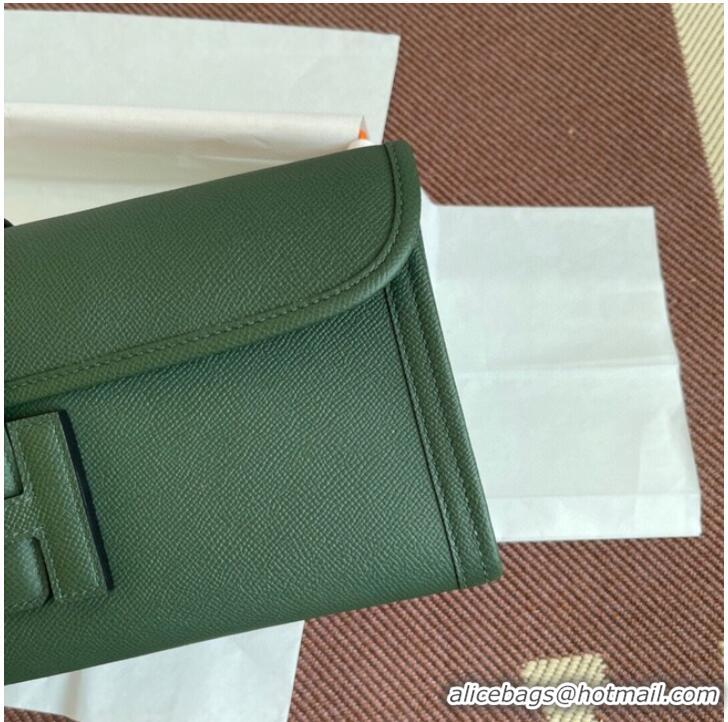 Buy Fashionable Hermes Original Espom Leather Clutch 37088 blackish green