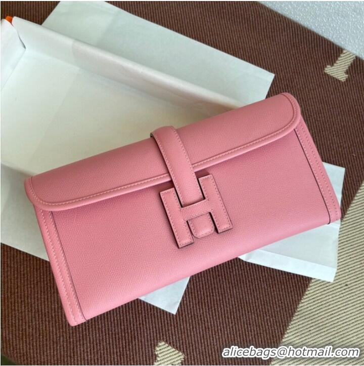 Low Cost Hermes Original Espom Leather Clutch 37088 cherry blossoms