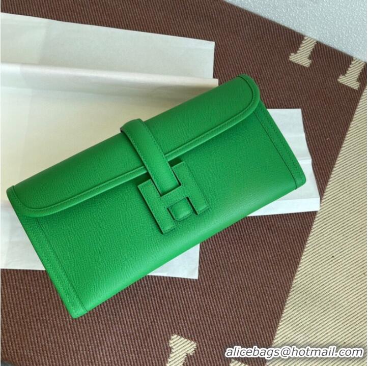 Pretty Style Hermes Original Espom Leather Clutch 37088 Bamboo green