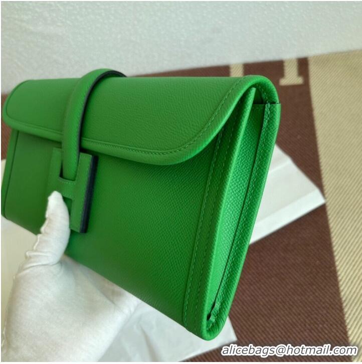 Pretty Style Hermes Original Espom Leather Clutch 37088 Bamboo green