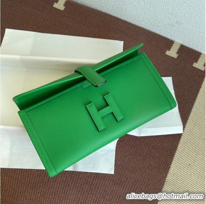 Pretty Style Hermes Original Espom Leather Clutch 37088 Bamboo green