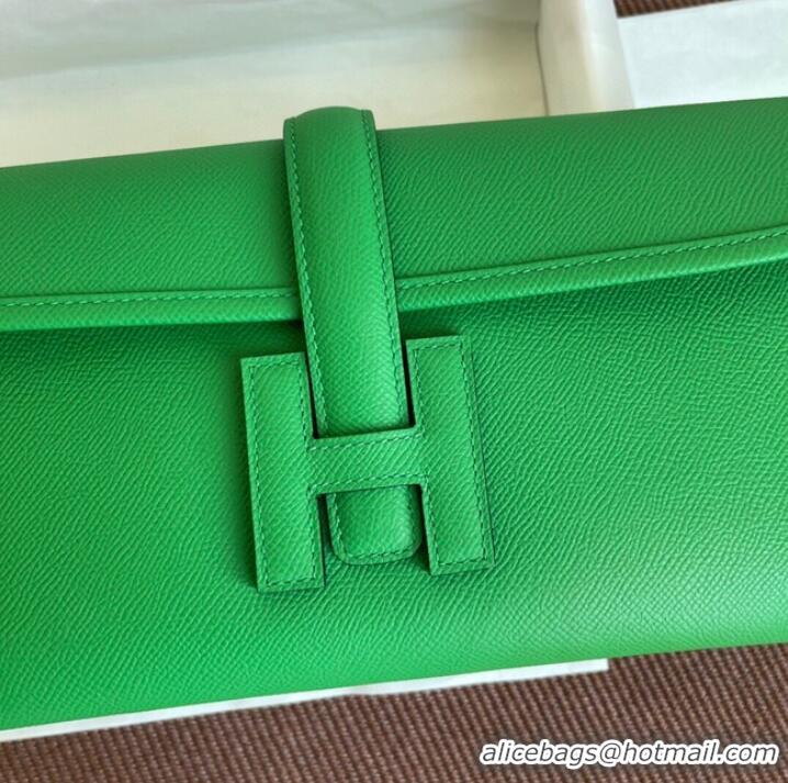 Pretty Style Hermes Original Espom Leather Clutch 37088 Bamboo green