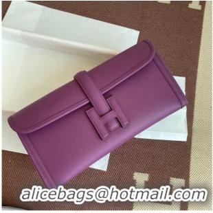 Promotional Hermes Original Espom Leather Clutch 37088 purple