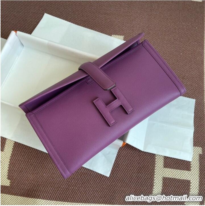 Promotional Hermes Original Espom Leather Clutch 37088 purple