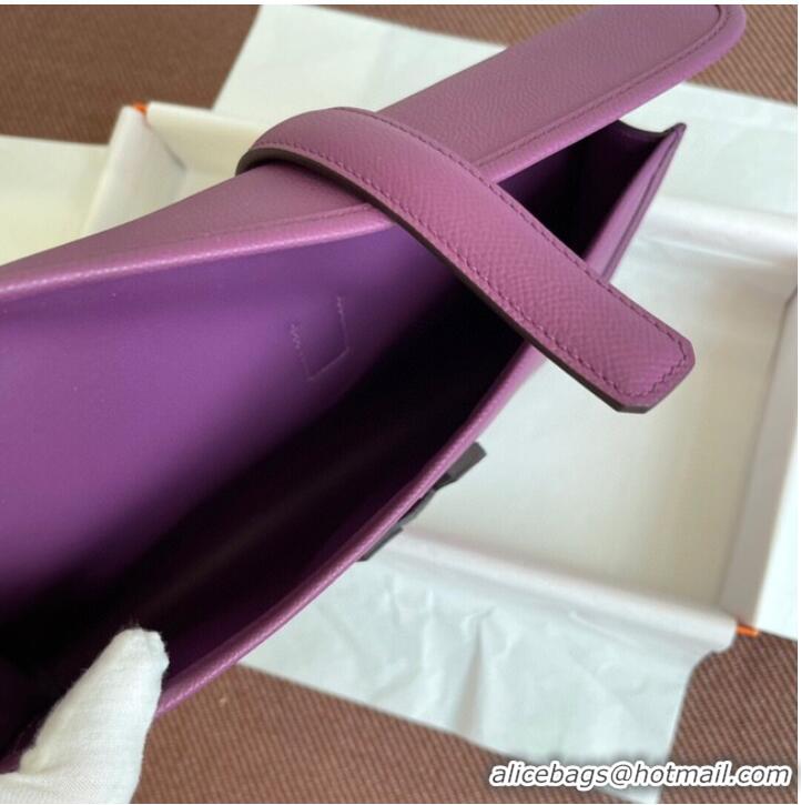 Promotional Hermes Original Espom Leather Clutch 37088 purple