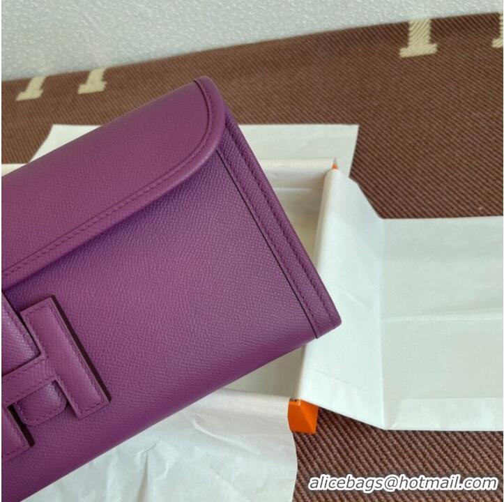 Promotional Hermes Original Espom Leather Clutch 37088 purple