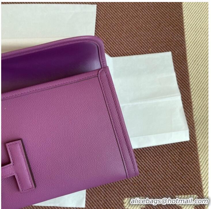 Promotional Hermes Original Espom Leather Clutch 37088 purple