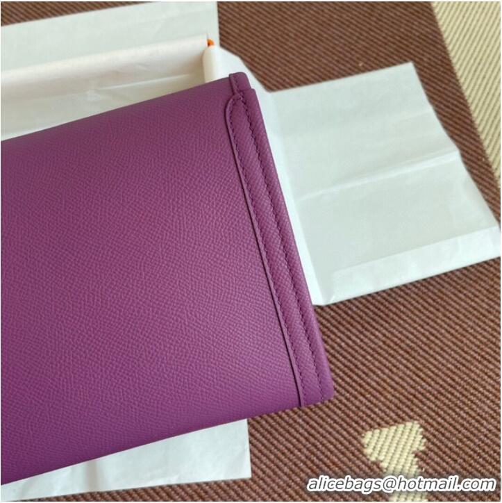 Promotional Hermes Original Espom Leather Clutch 37088 purple