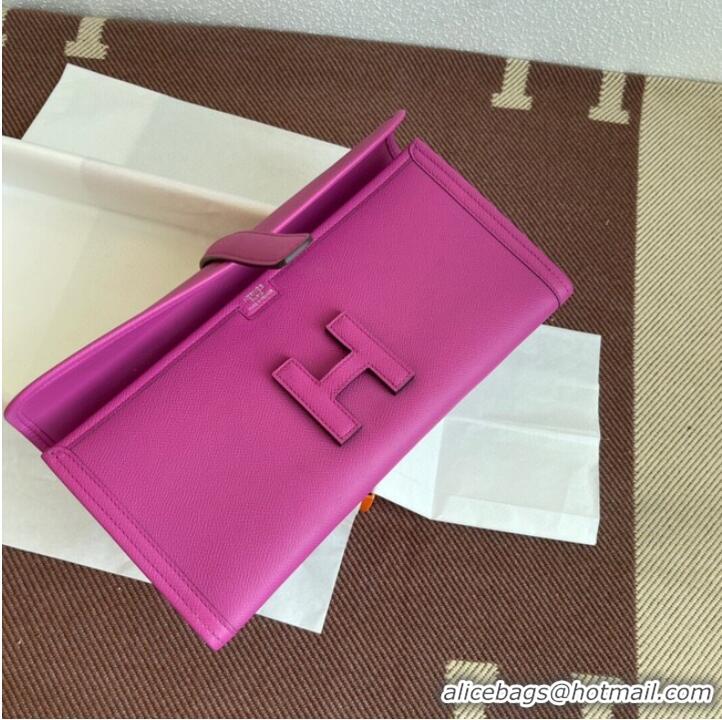 Stylish Hermes Original Espom Leather Clutch 37088 plum blossom