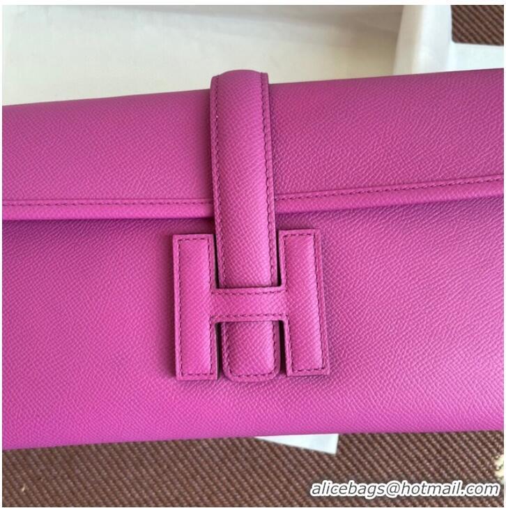 Stylish Hermes Original Espom Leather Clutch 37088 plum blossom