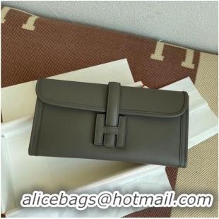 Classic Hermes Original Espom Leather Clutch 37088 dark gray